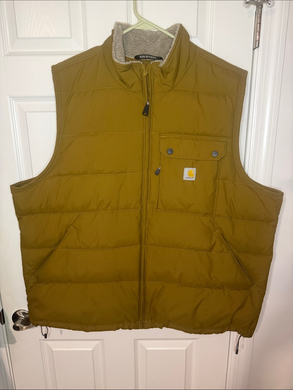 Carhartt Men’s Olive-Tan Quilted Insulated Work Vest